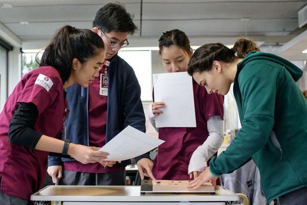 nursing students in lab